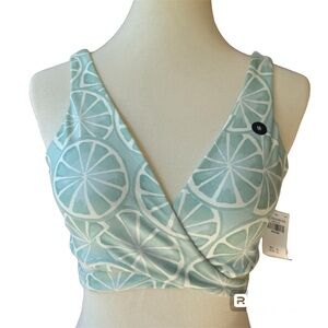 Gilly Hicks NWT Lemon Lime Teal Sports Bra Swim Bikini Top, Medium, Strappy, New